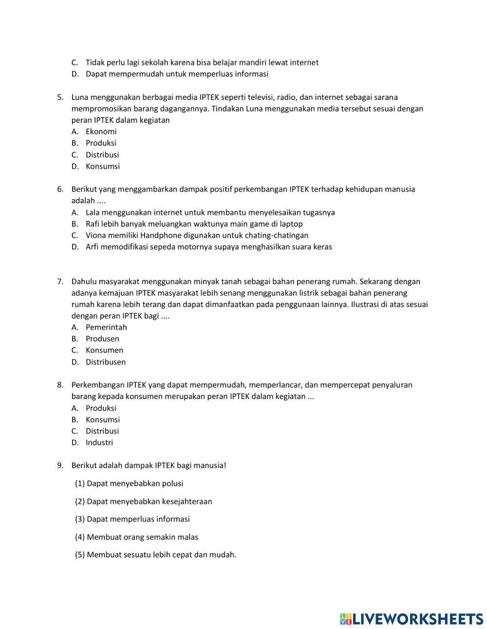 IPS Peran IPTEK dalam kegiatan Ekonomi