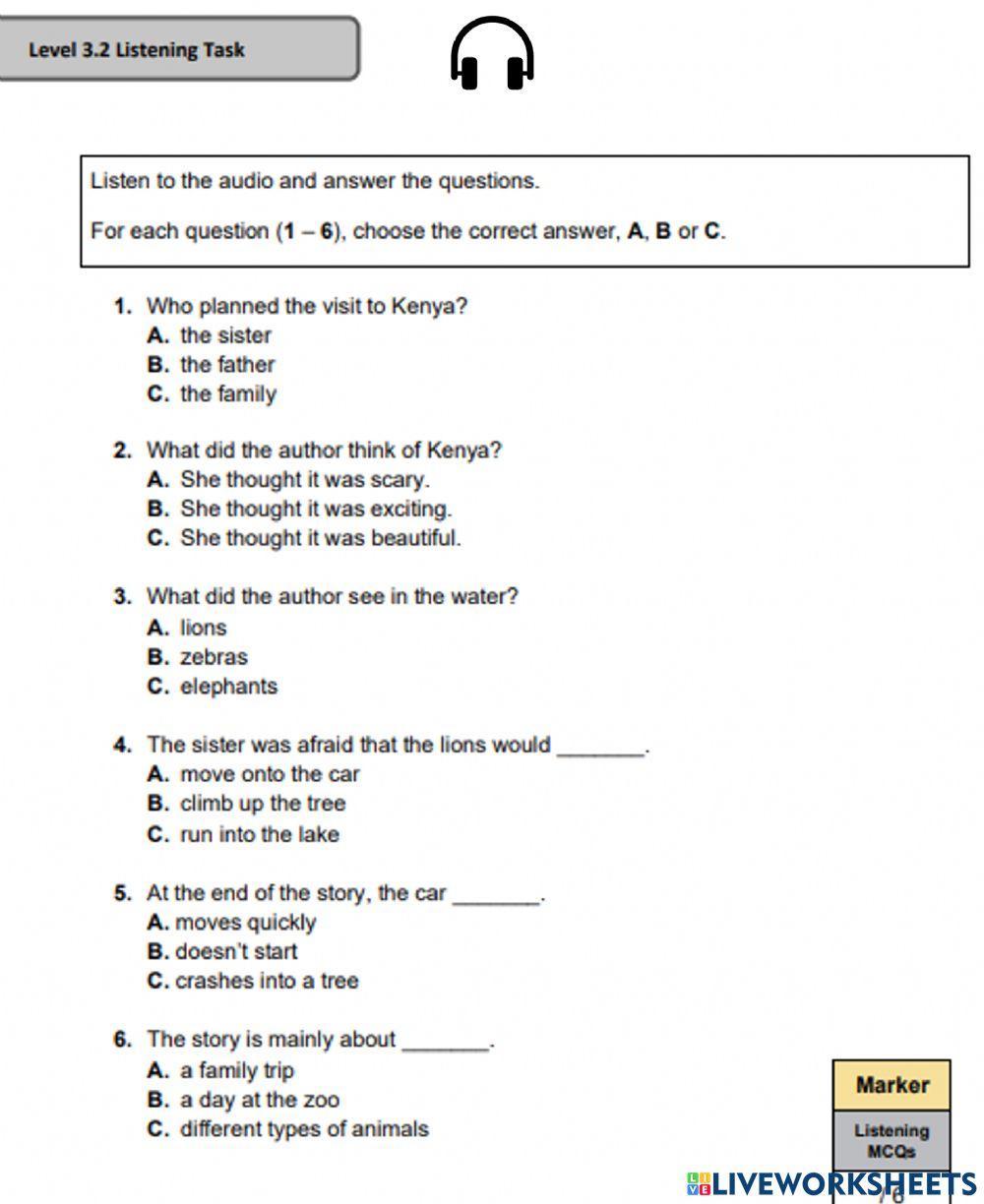 Level 3.2 Listening Tast