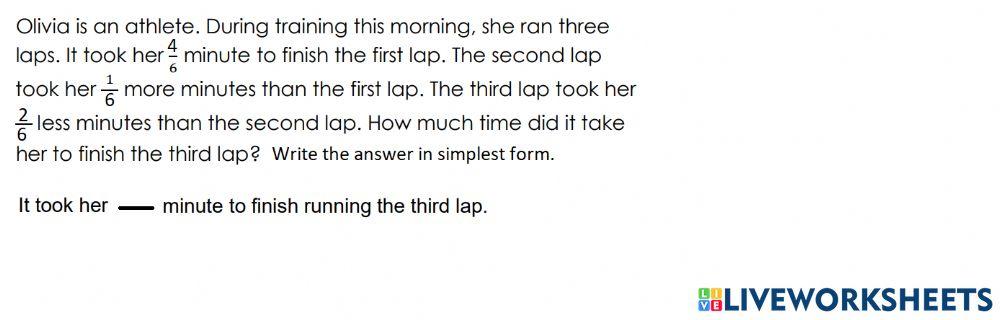Add or Subtract Like Fractions Word Problem