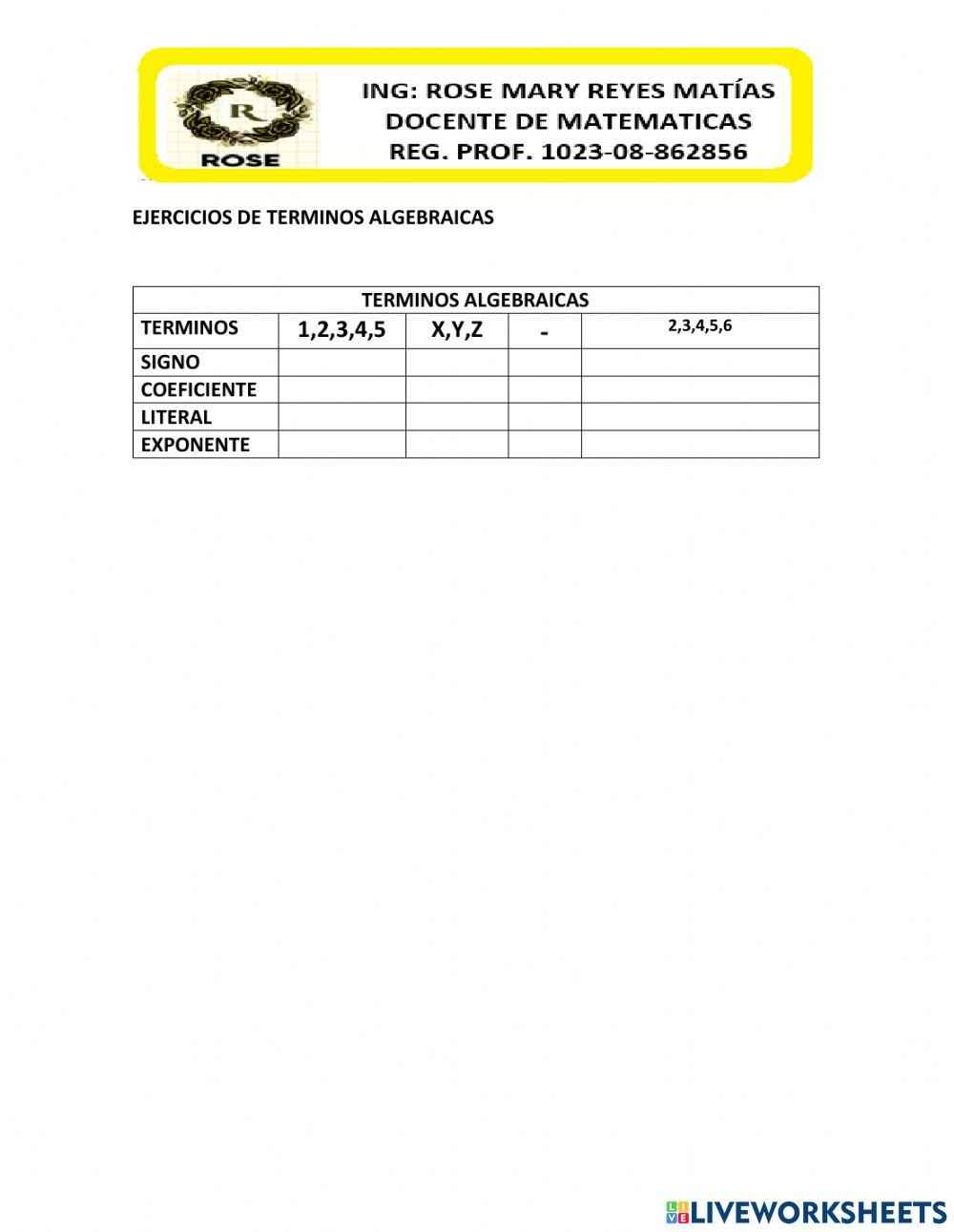 Expresiones algebraicas