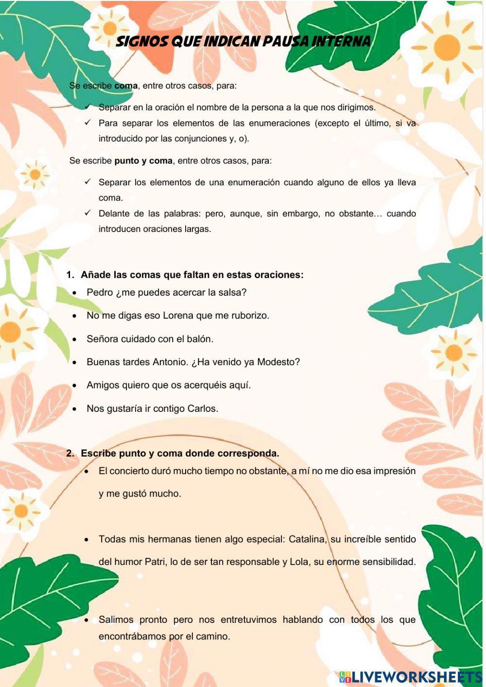 Signos que indican pausa interna