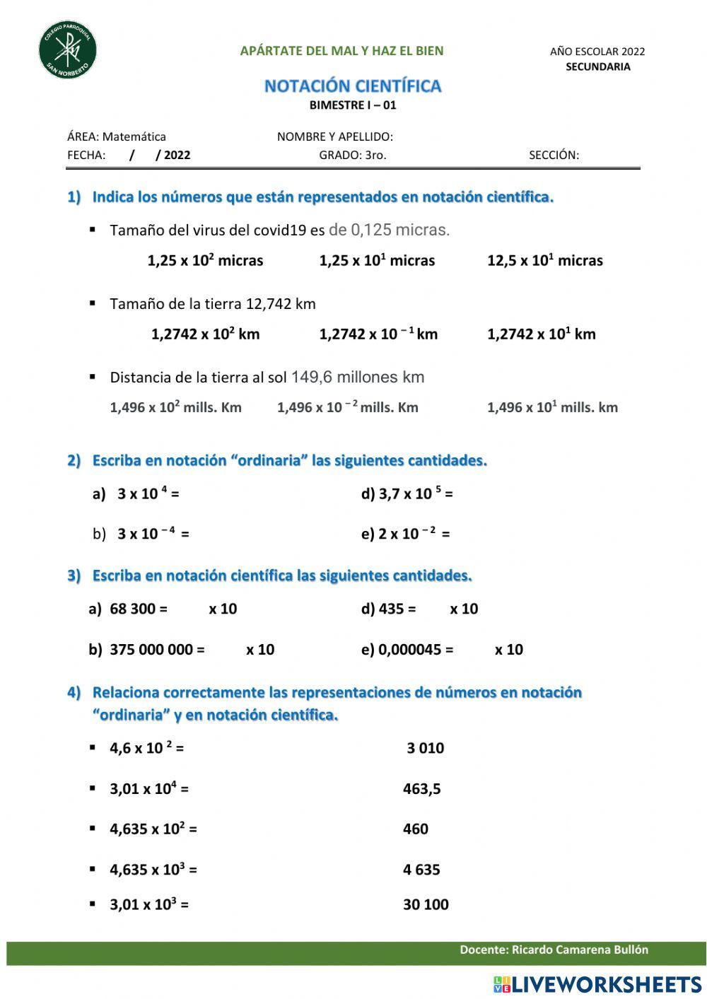 Notación cientifica
