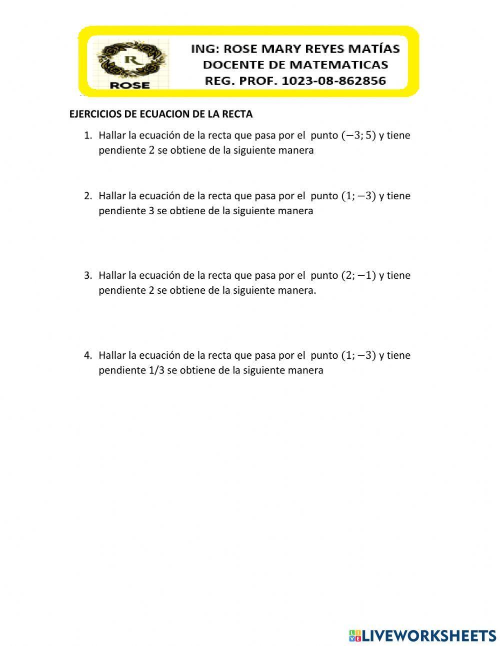 Ecuaciones de la recta