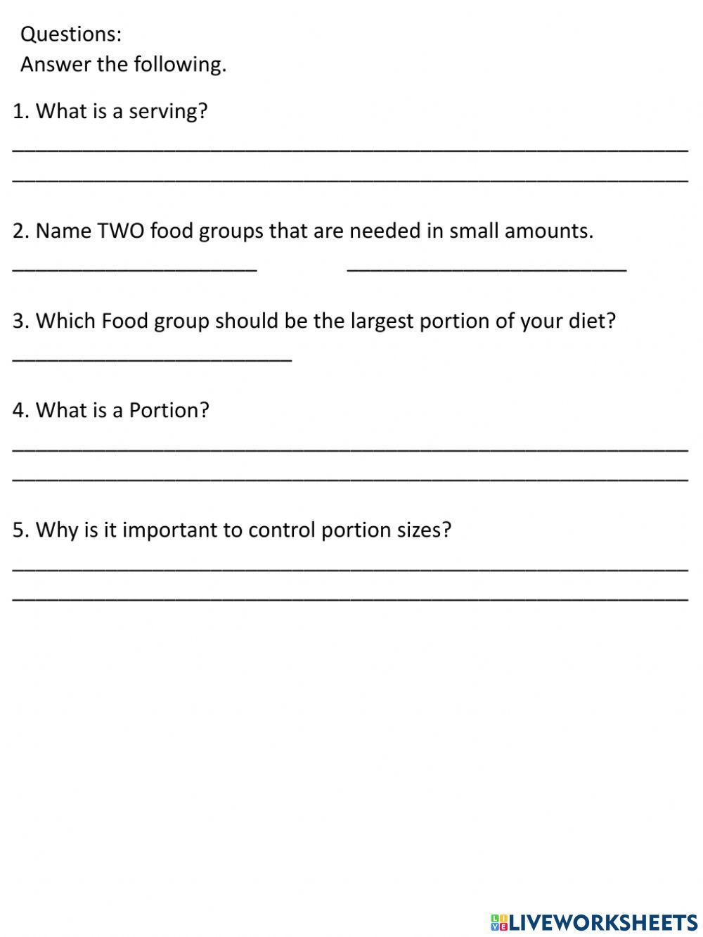 Food Servings and Portion Size