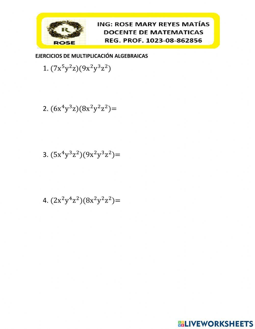Multiplicacion de monomios