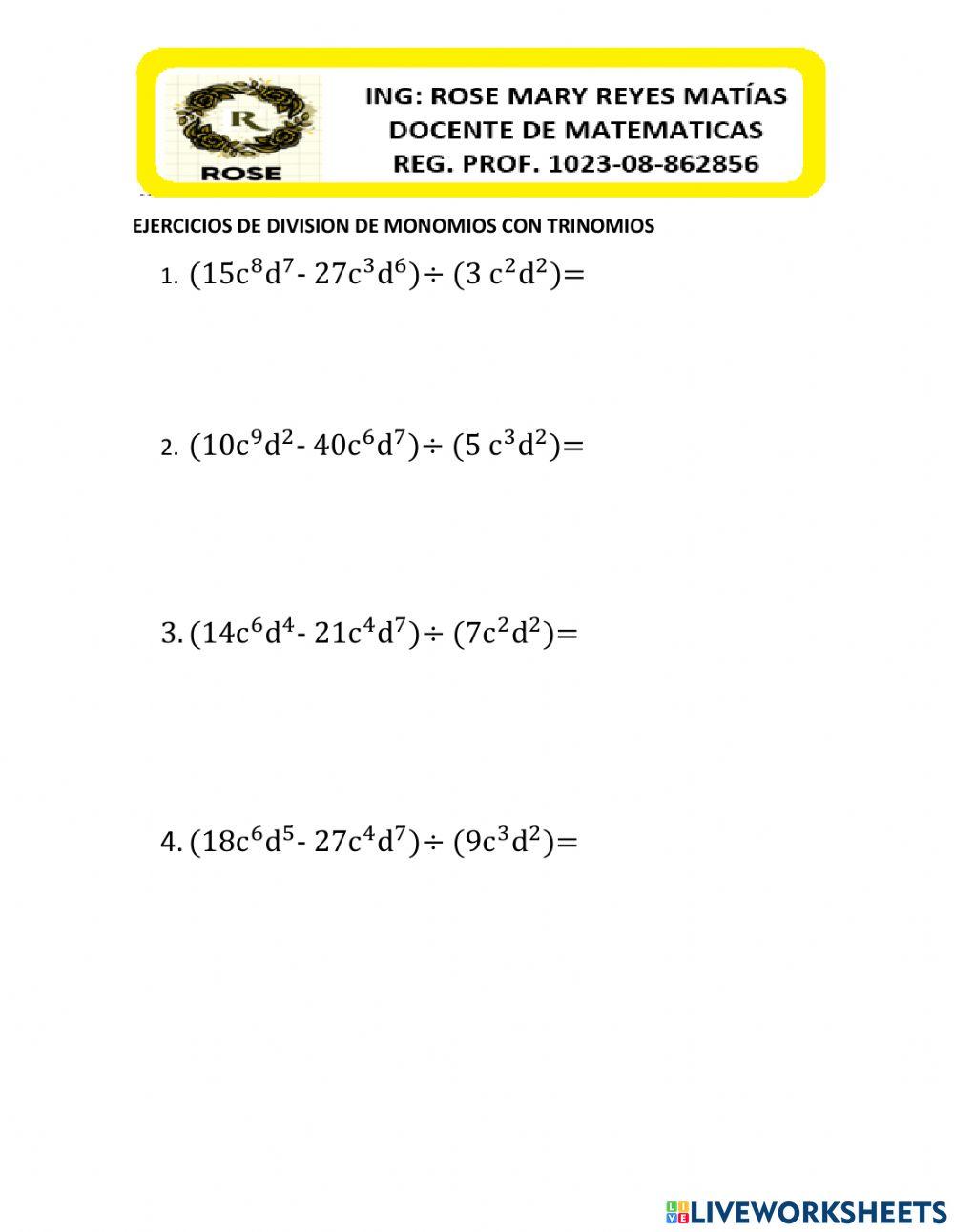 Division de monomios
