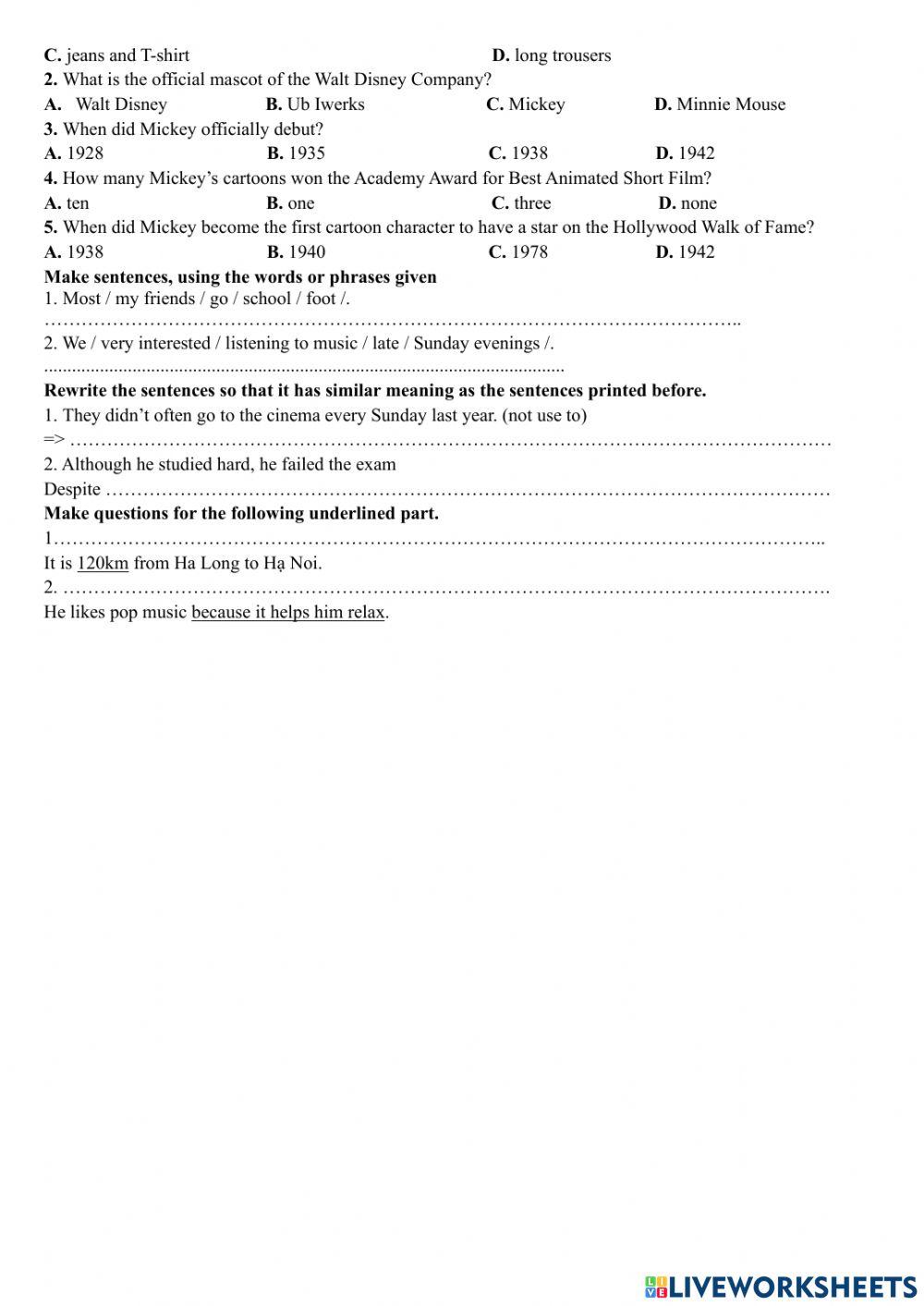 Ôn tập giữa kỳ Anh 7