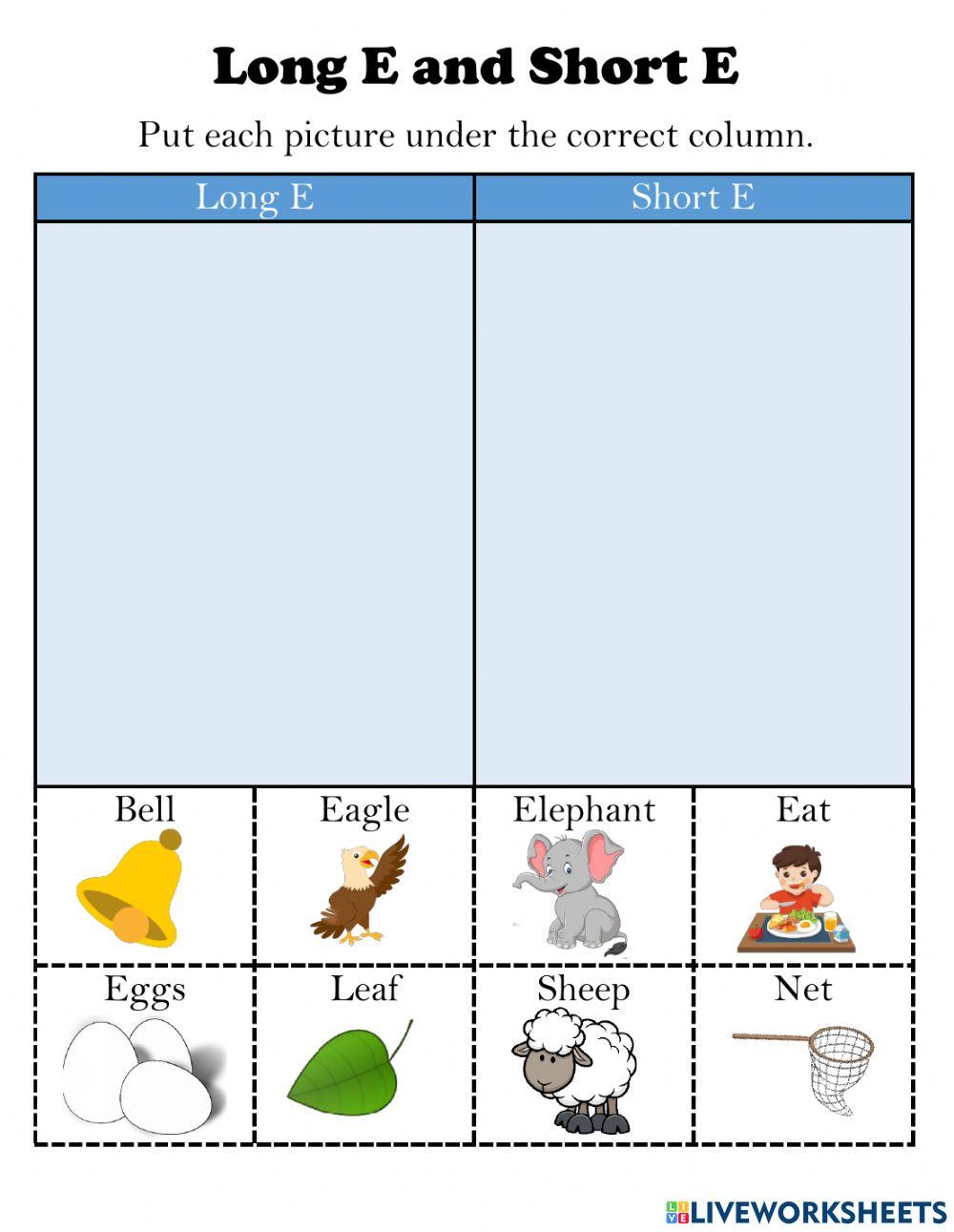 Long E Short E Worksheet