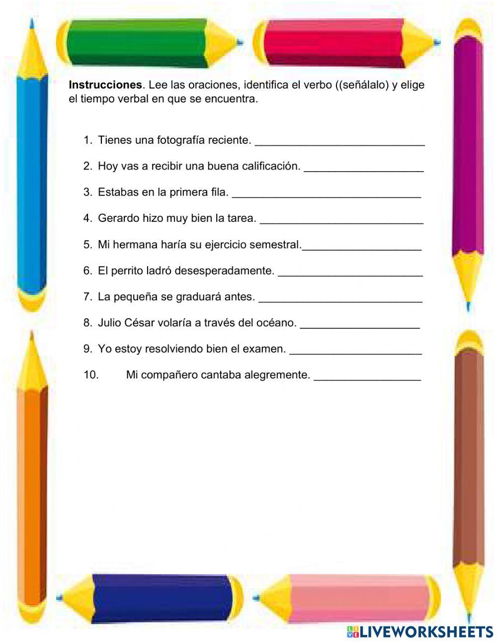 Evaluación continua de tiempos verbales