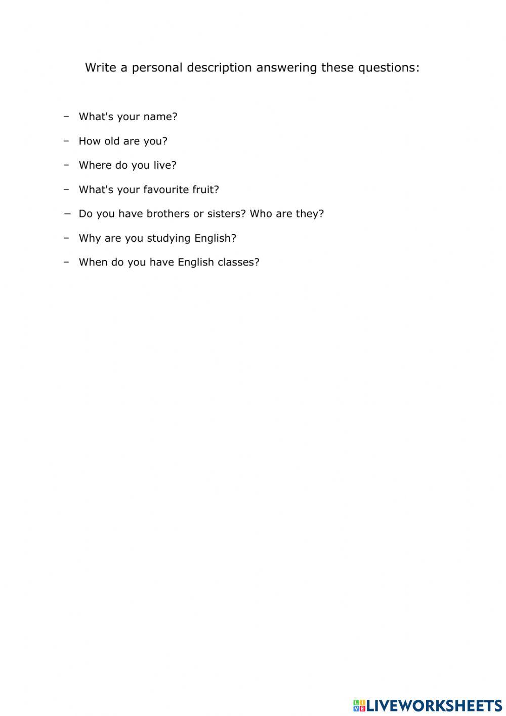 Wh-questions: Writing production