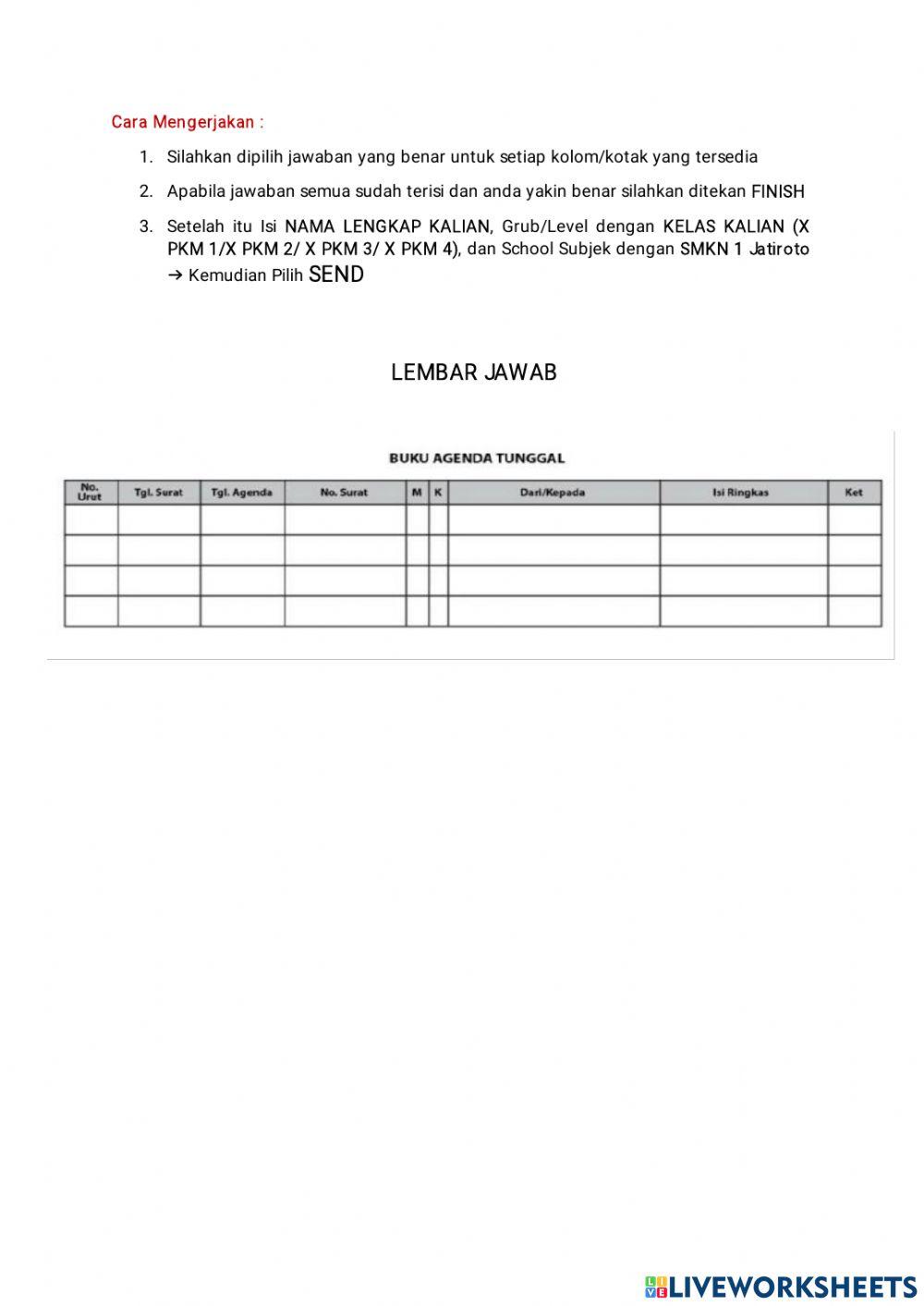 Pengisian Buku Agenda Surat