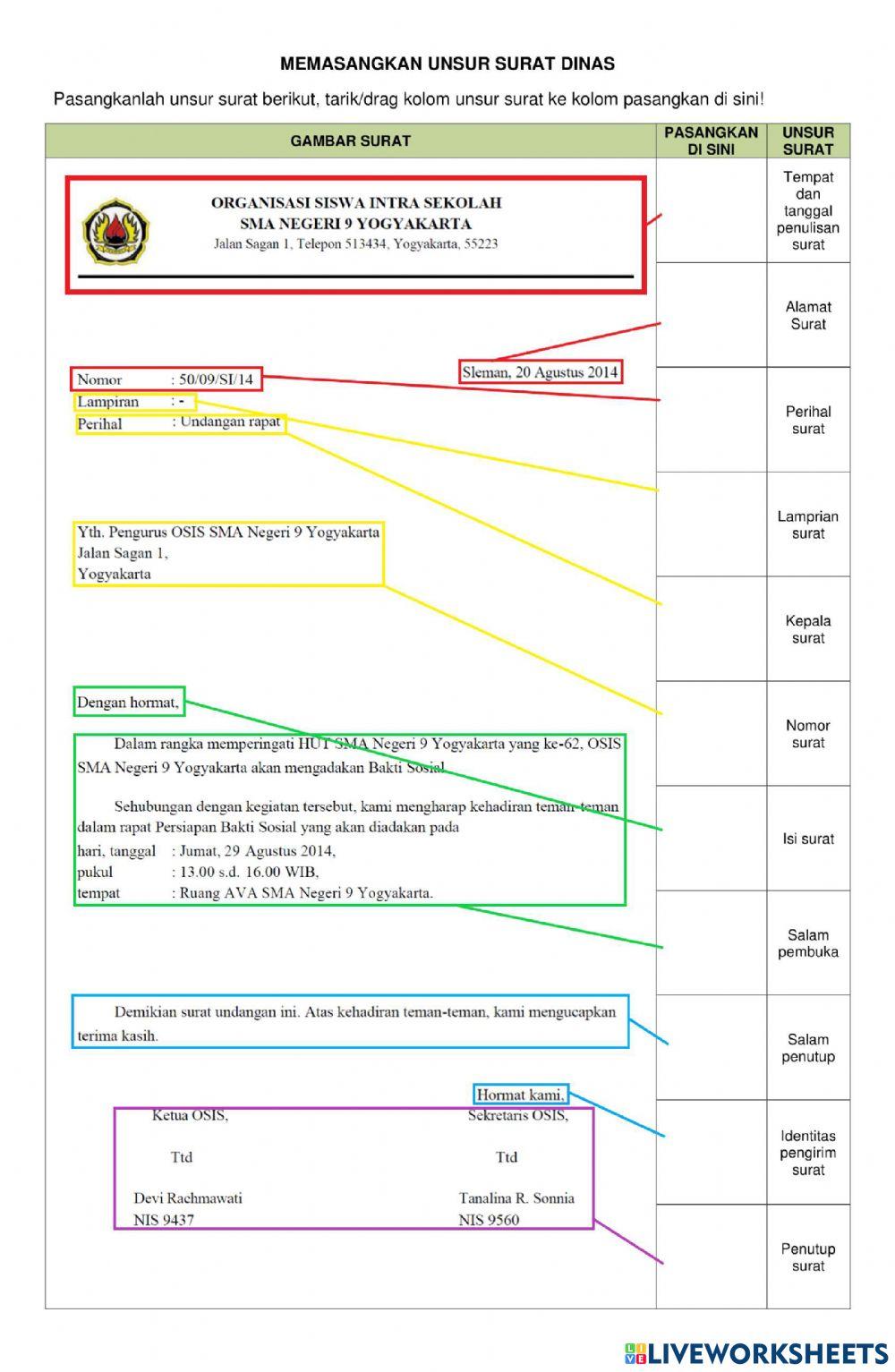 Memasangkan Unsur Surat Dinas