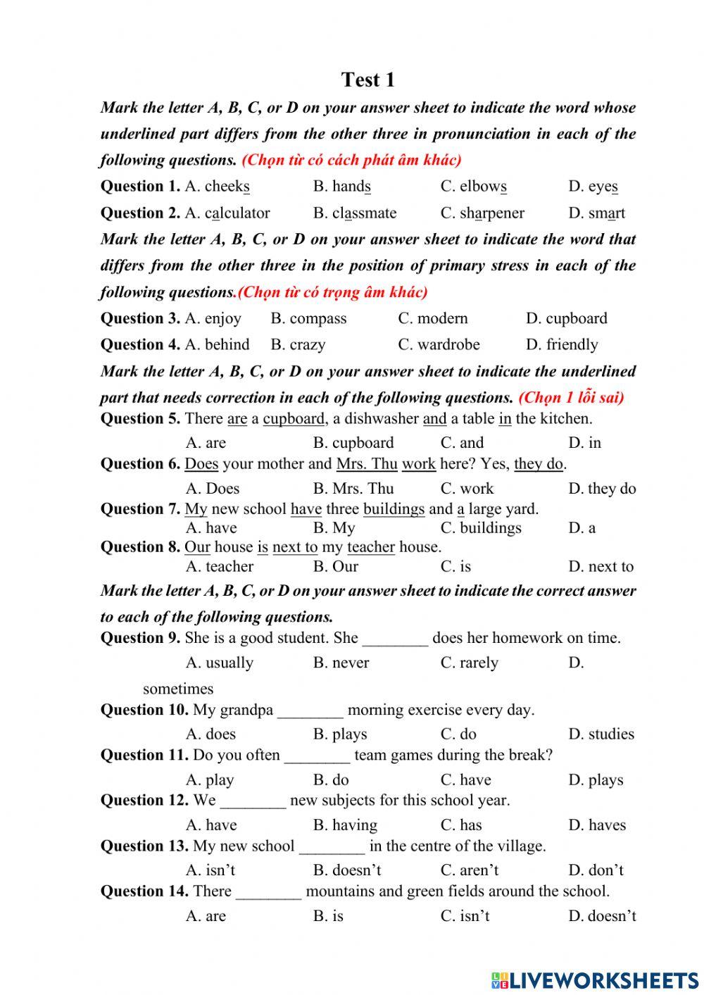 Vocano 06-03 đề test 1