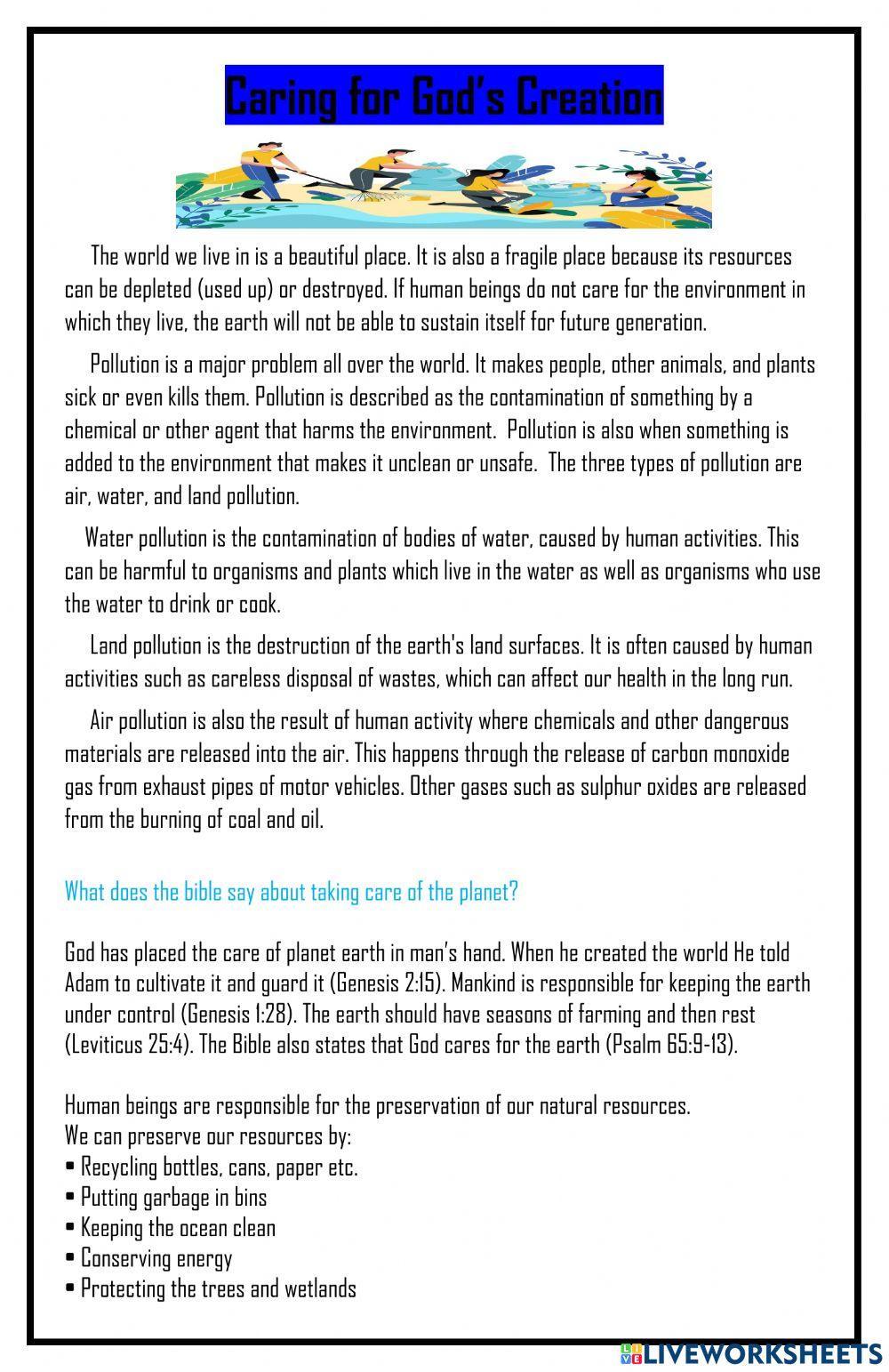 Caring for God' Creation Notes