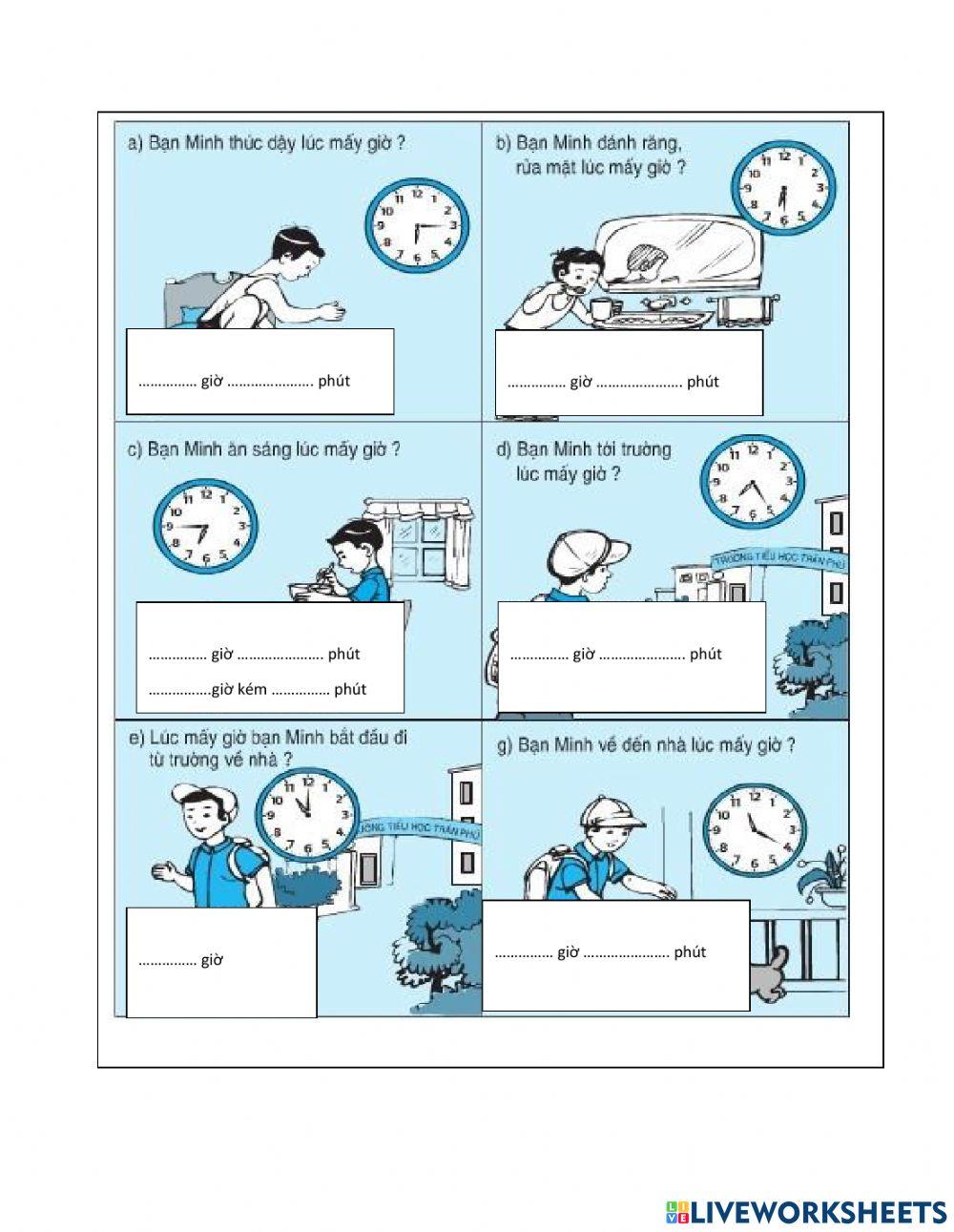 Phiếu ôn tập xem giờ