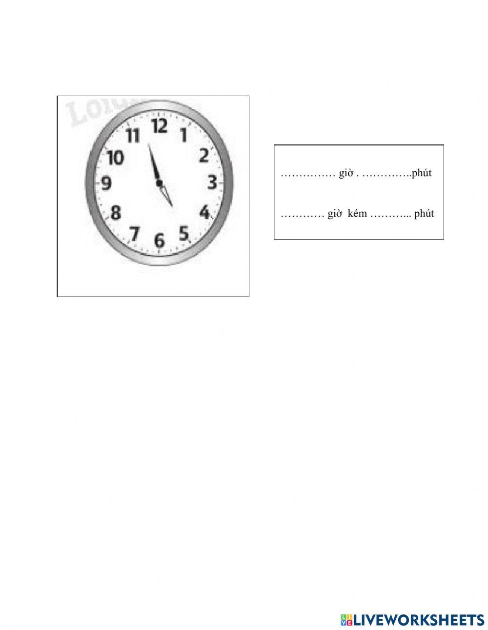 Phiếu ôn tập xem giờ