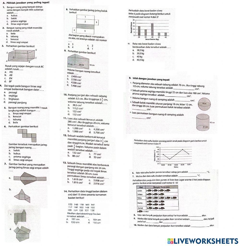 PAT matematika kelas 6 (bangun ruang & data)