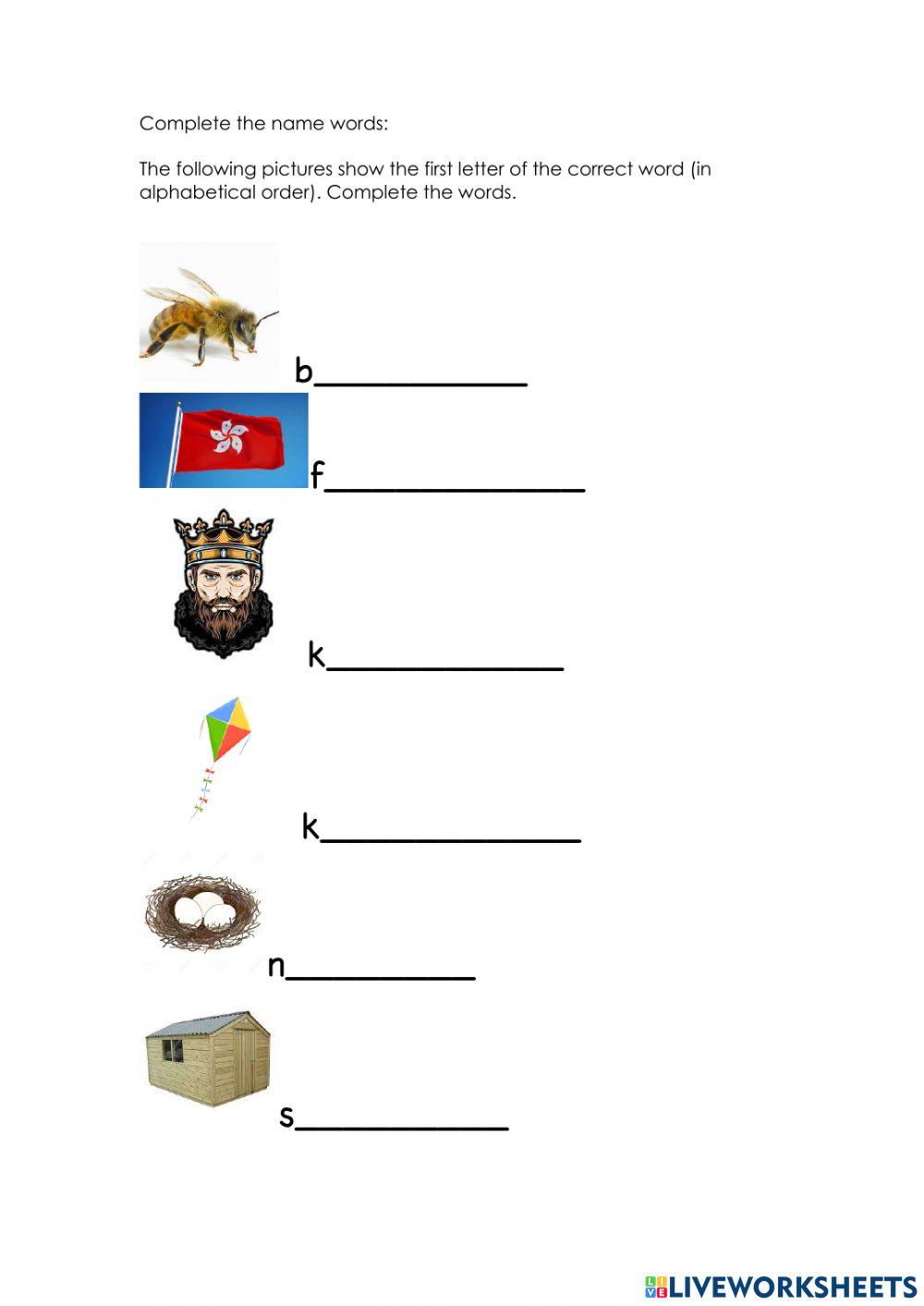 Nouns and alphabetical order 1921059 | Adrian Cennydd