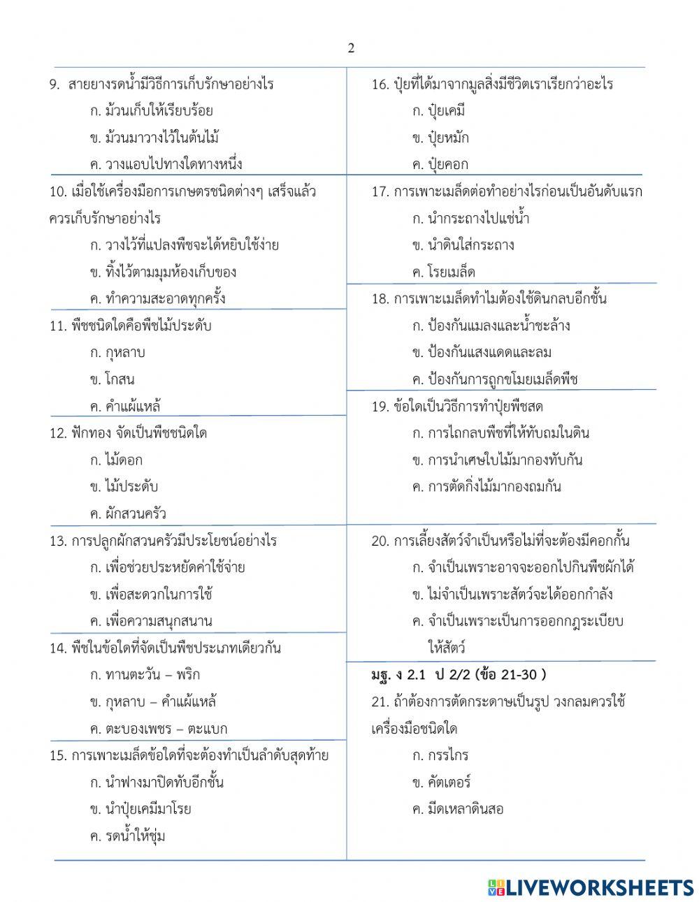 ข้อสอบ กอท. ป.2 ปลายปี 2564