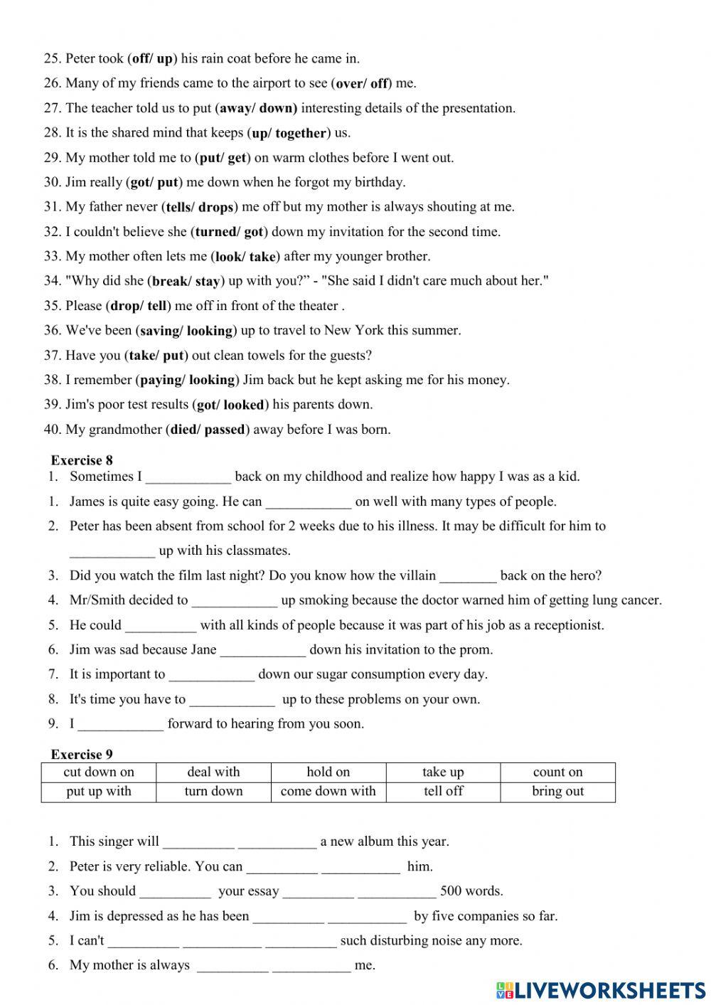 English 9 Phrasal Verbs