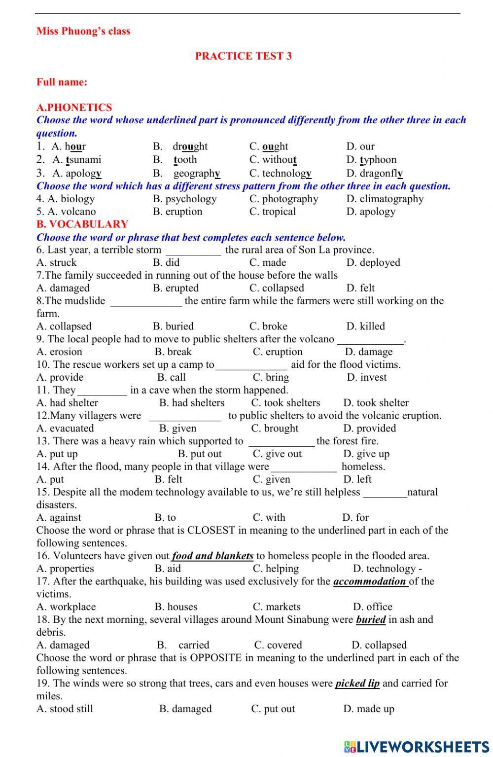 Practice test E8