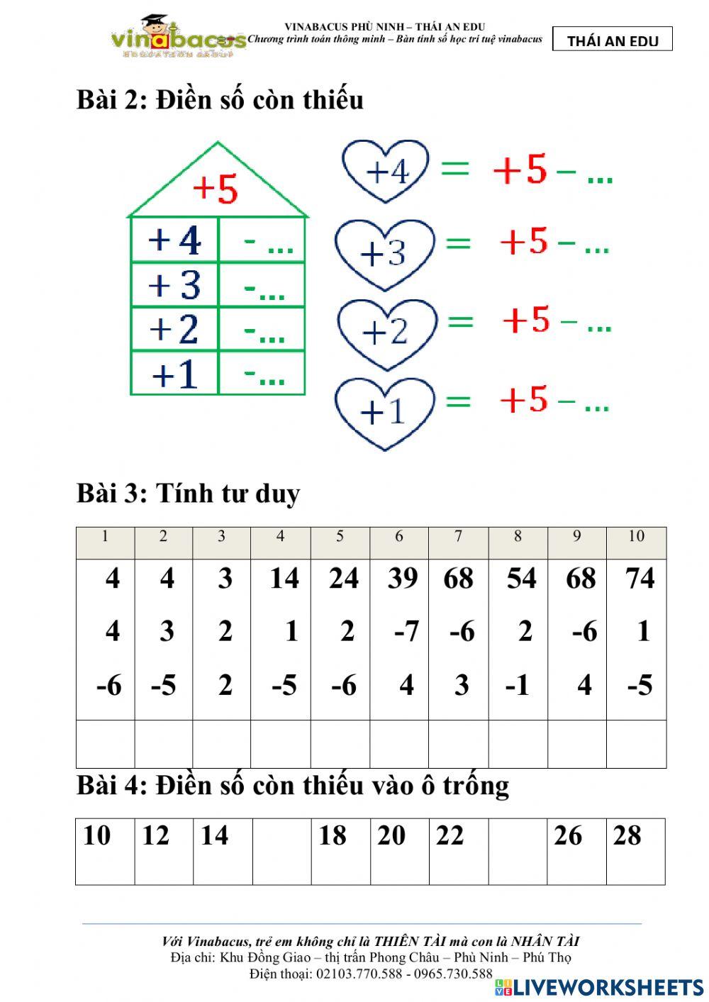 Kid 2 - ôn tập cộng trong tim