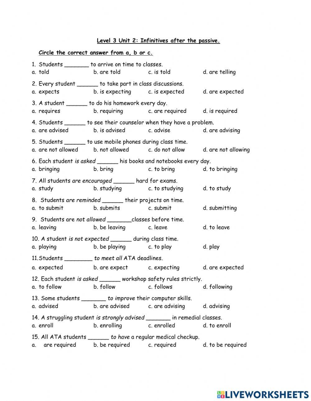 Adventure 4 U (2) Infinitives after the Passive.