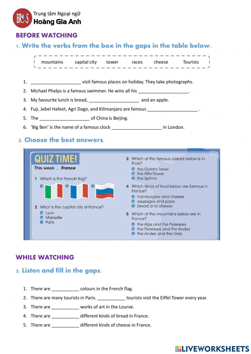 Before watching - Unit 4 - Places - RW