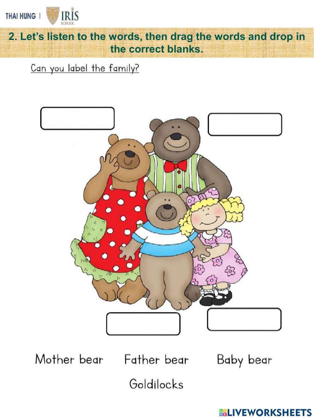 Rainbow-Worksheet about Goldilocks and the Three Bears 4