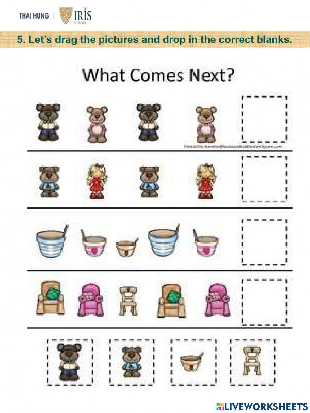 Rainbow-Worksheet about Goldilocks and the Three Bears 4