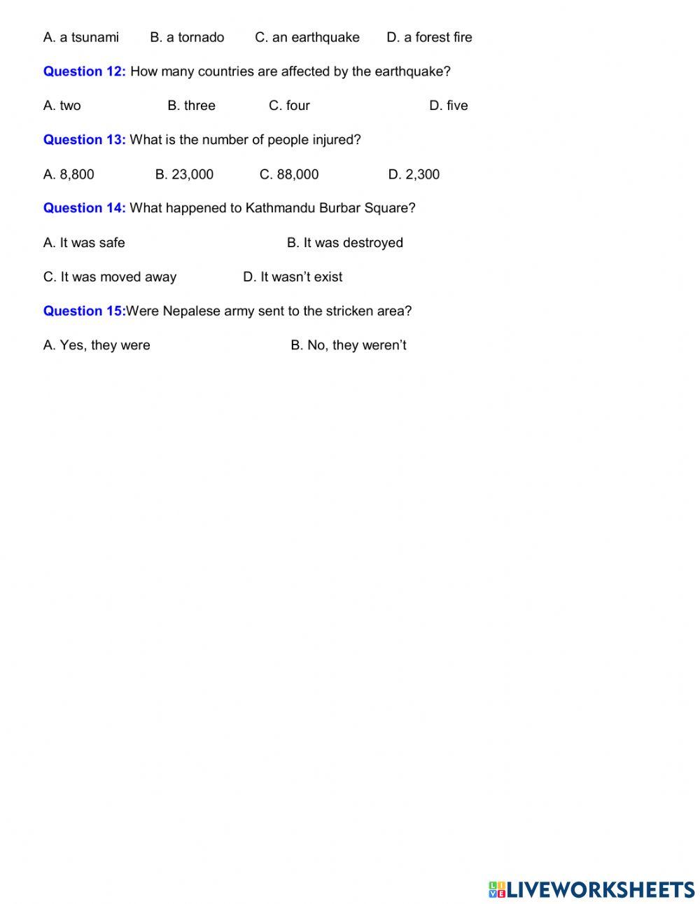 Grade 8 Unit 9 Natural disaster