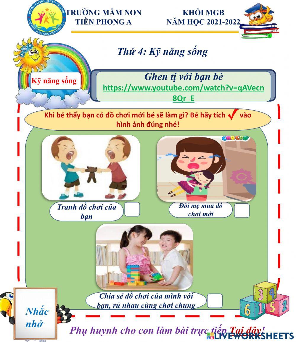 Bé hãy tích vào đáp án đúng nhé