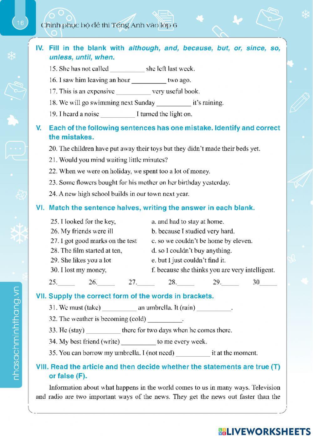 Luyện thi vào lớp 6