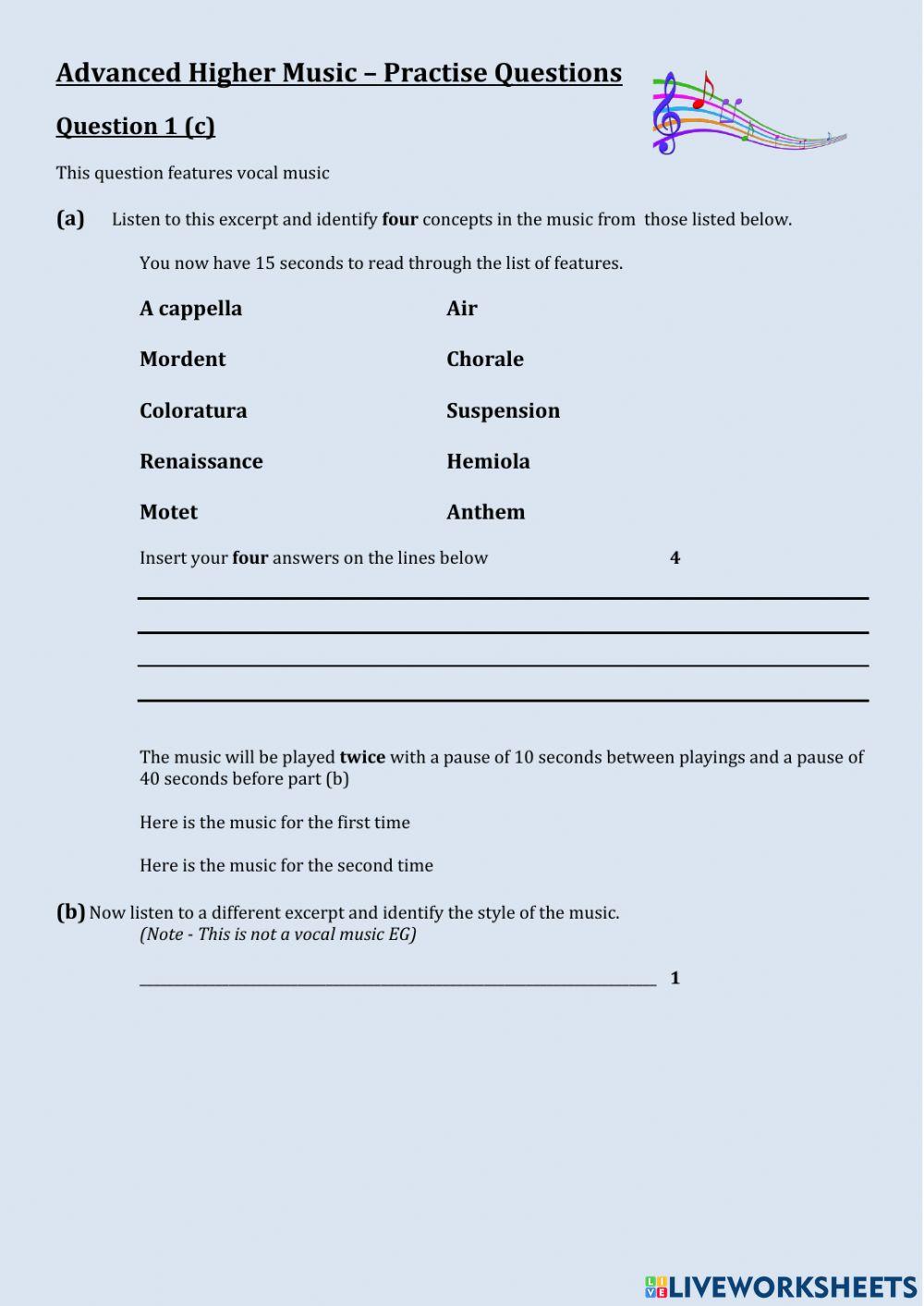 AH Music - Practise Question 1c