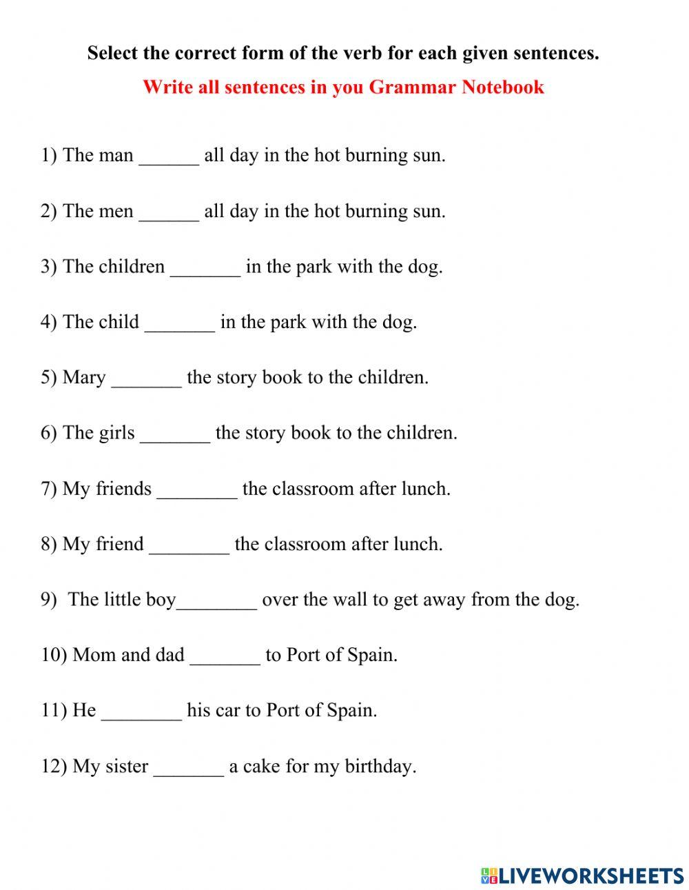 Singular and Plural Verbs