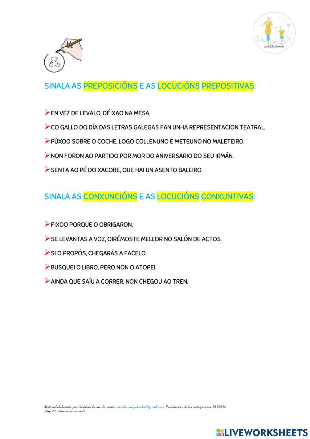 Conxuncións e preposicions