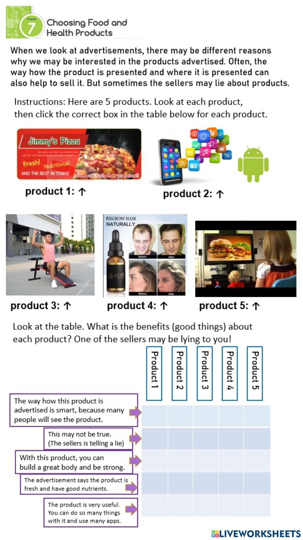 Choosing Health and Food products P5 exam