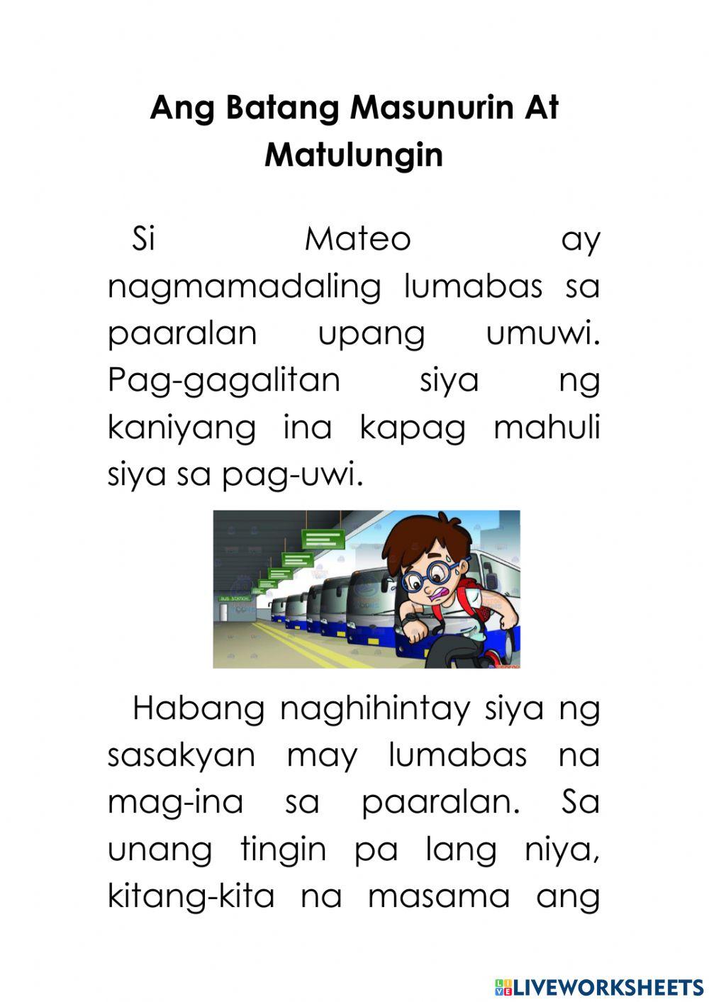 ang batang matulungin at masunurin