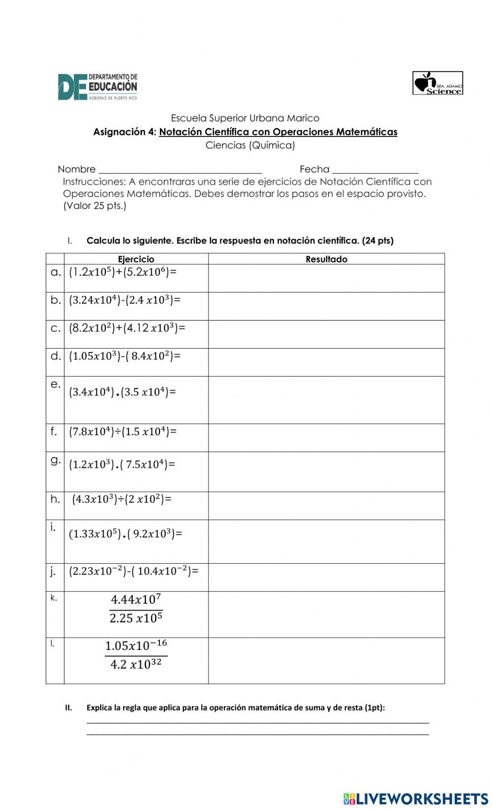 Operaciones Notacion cien tifica
