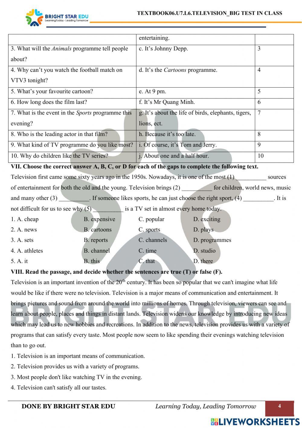 (Grade 06) Big test - Unit 7