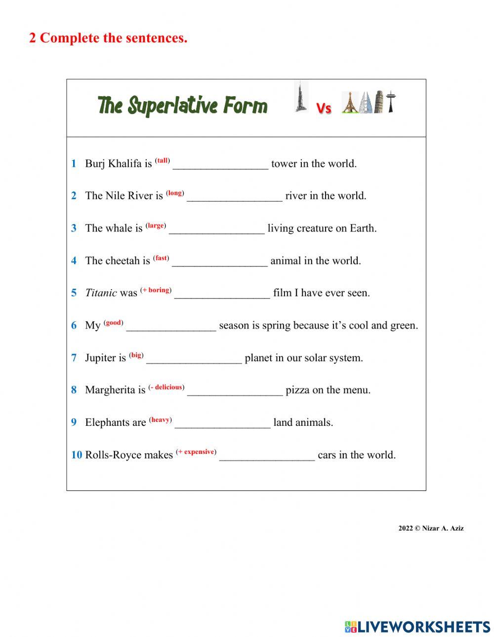 The Comparative and the Superlative Forms The Comparative and the Superlative Forms
