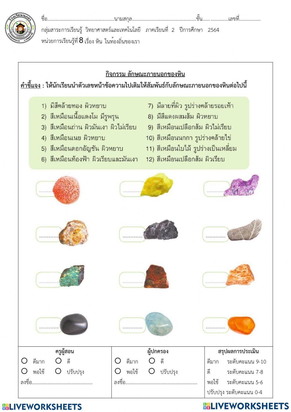 ลักษณะของหิน