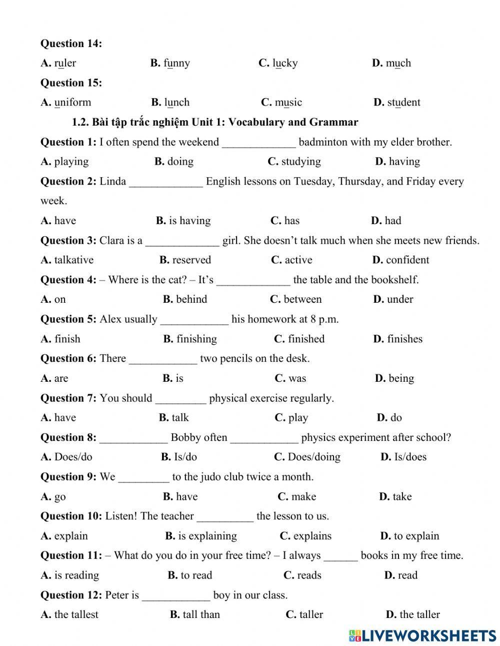 Tiếng Anh 6 Unit 1