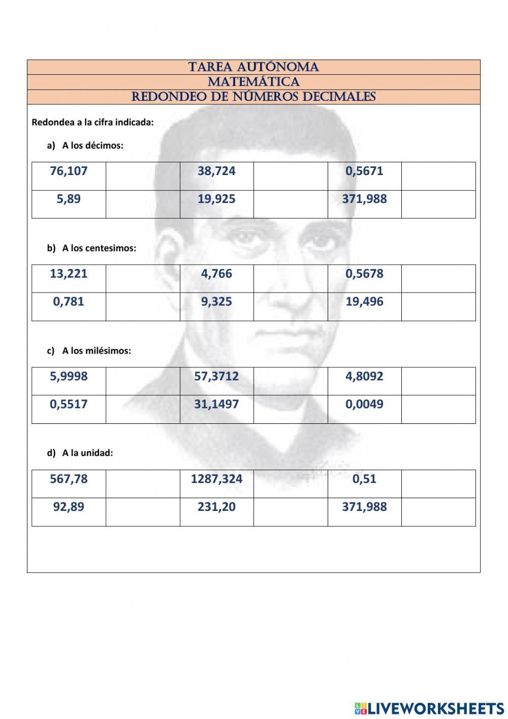 Redondeo de números decimales