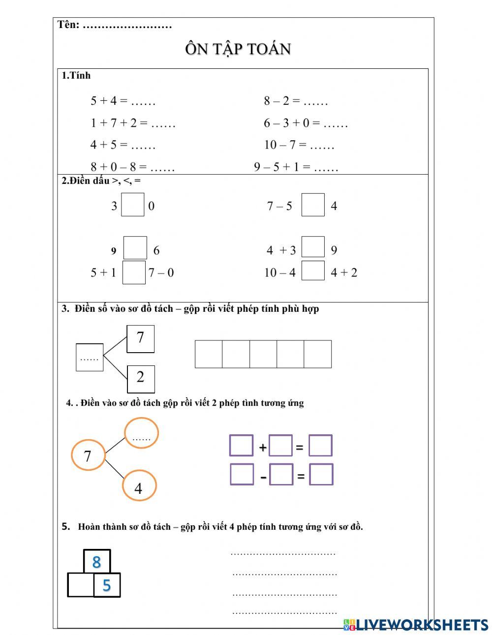 Ôn tập Toán cuối kì 1