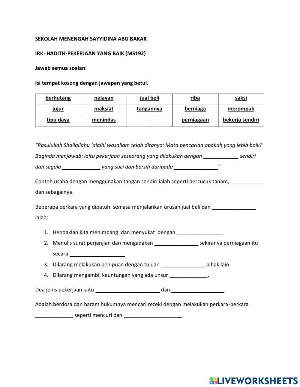 Hadith-pekerjaan yang baik