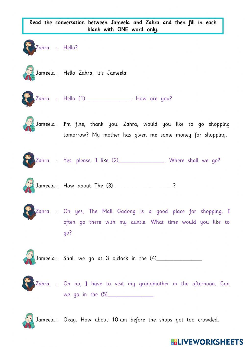 Conversation: Jameela - Zahra - Shopping