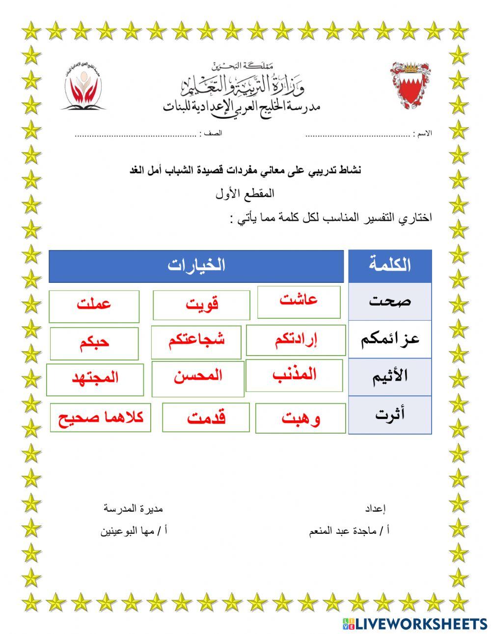 معاني مفرادات الشباب أمل الغد ج1