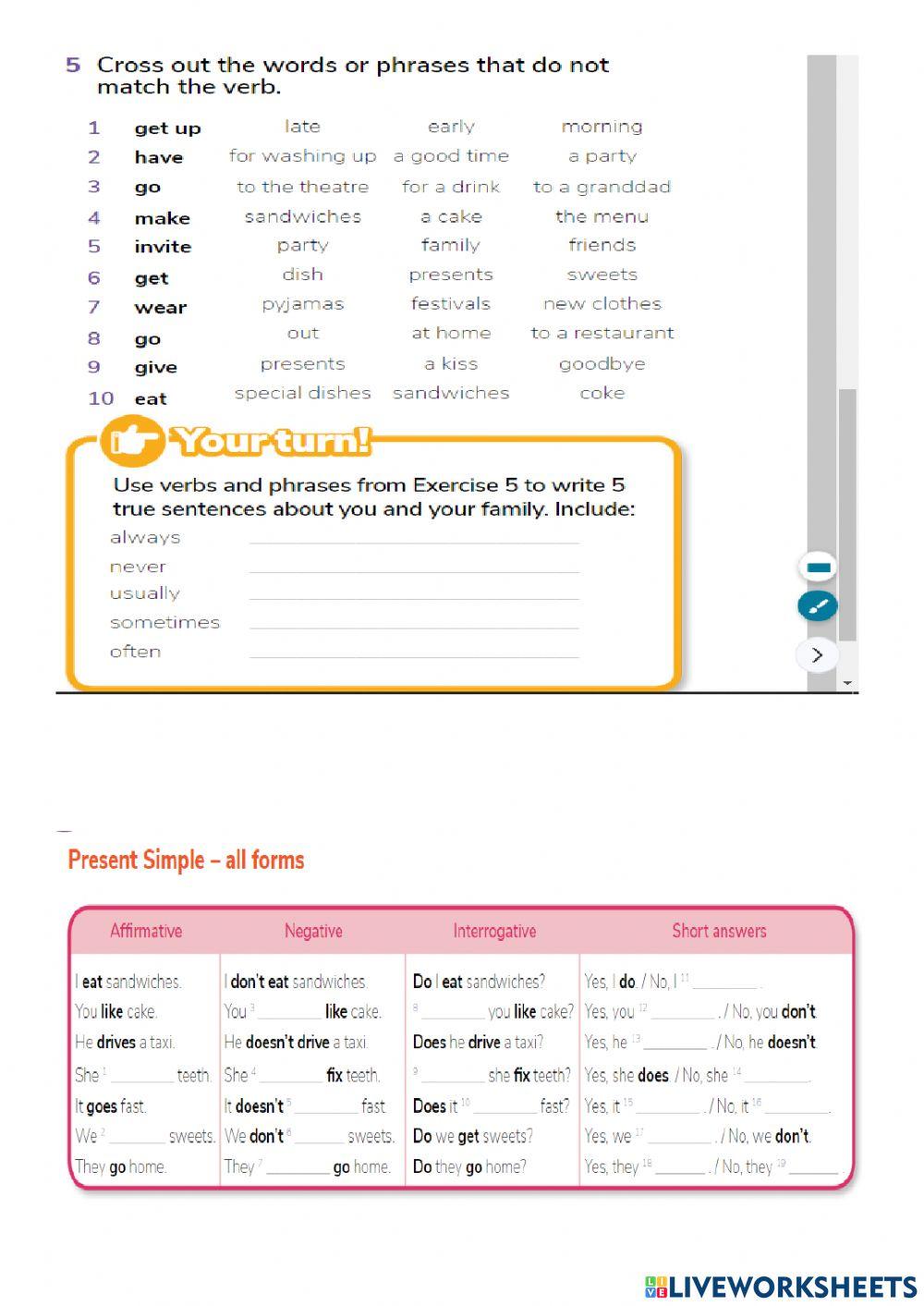 Present simple- taborin
