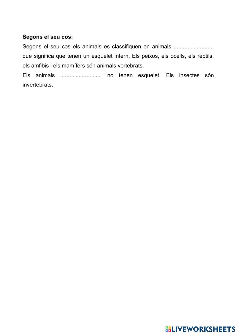 Classificació animals 1